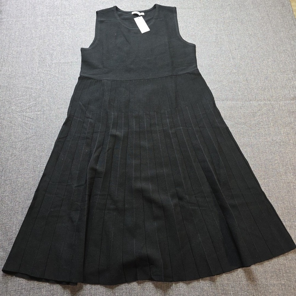 WOMEN'S EDITED BY REMI BADER SLEEVELESS PLEATED RIB KNIT DRESS